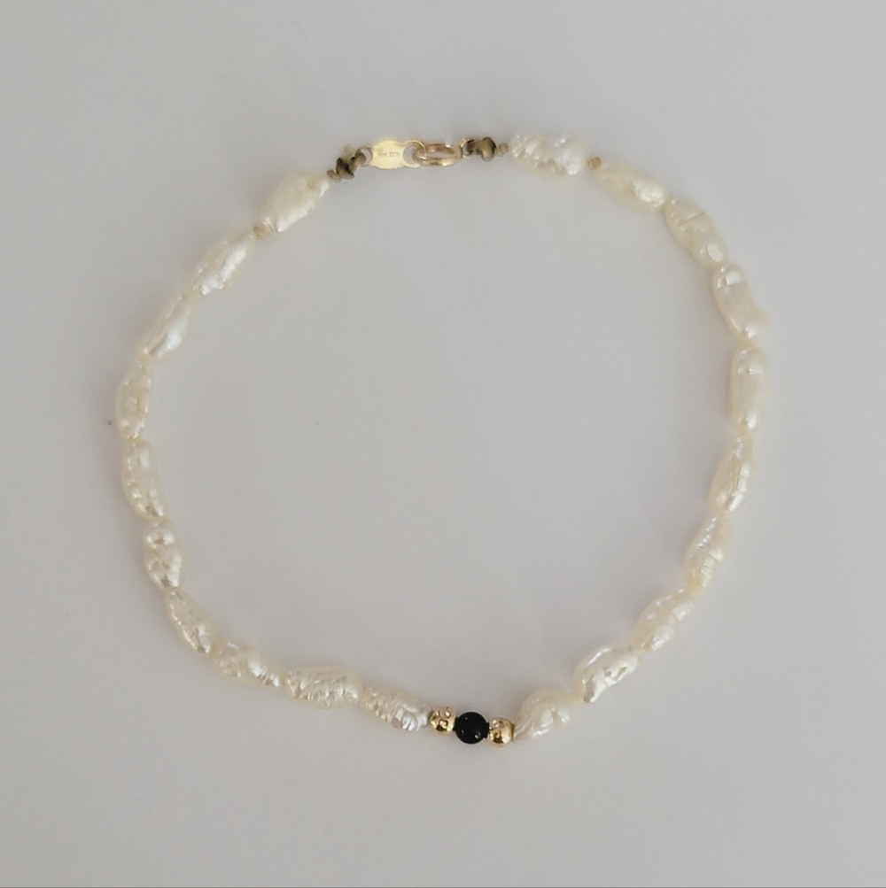 14k RTI Cultured Rice Pearl Bracelet  6.5" Inches Length